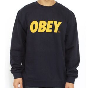 OBEY Sweater OBEY FONT LOGO navy/gold, Sz Medium